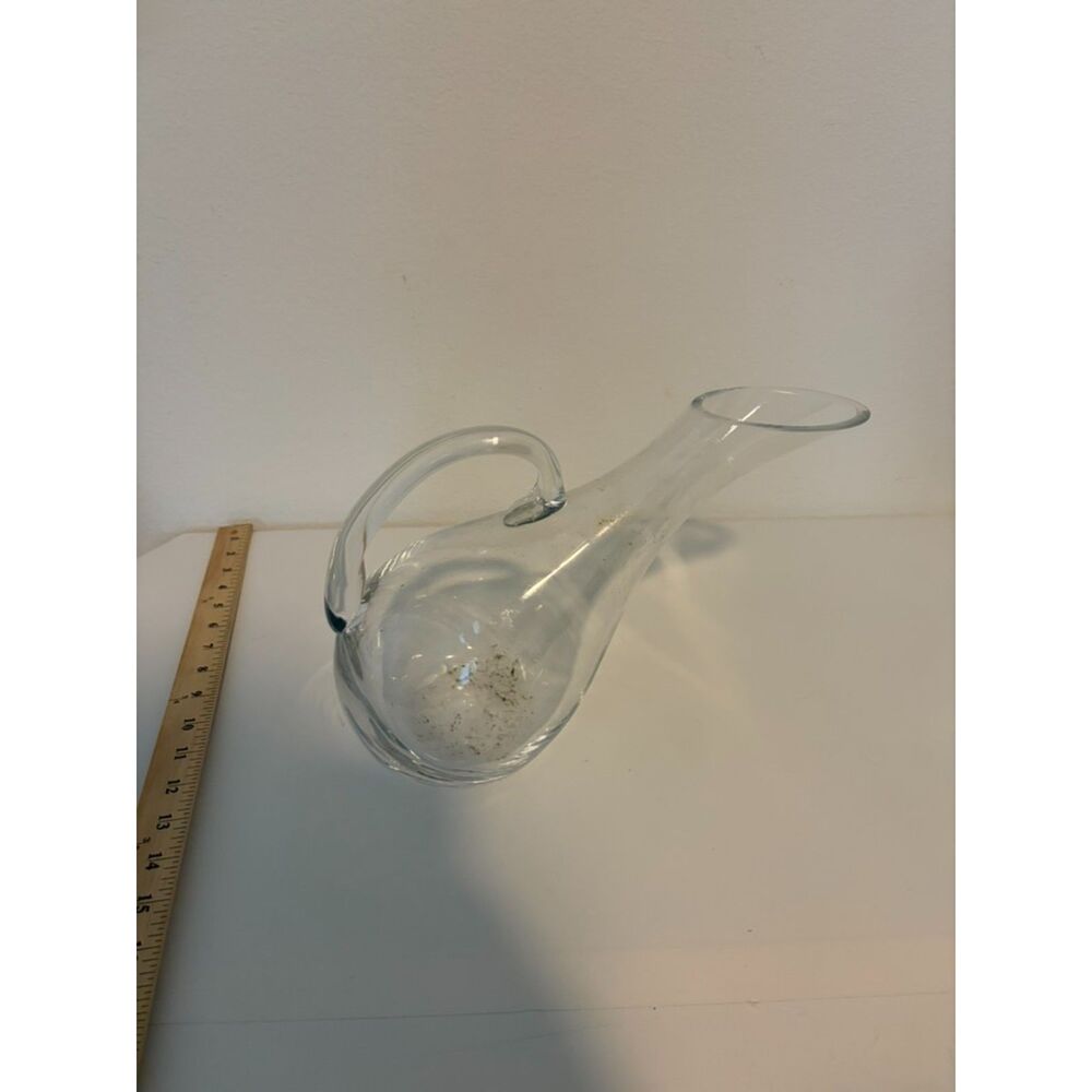clear glass slanted tipsy pitcher decanter with handle